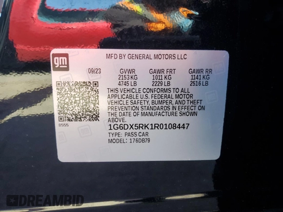 2024 Cadillac CT5 Luxury with VIN 1G6DX5RK1R0108447, listed as a Copart auction lot 49640635 with 16,455 mi miles and Salvage title. Bid and sale history available at DreamBid. Image 12.