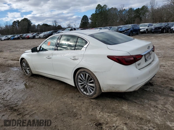 2021 Infiniti Q50 Luxe with VIN JN1EV7BP9MM705892, listed as a Copart auction lot 58545575 with Not provided miles and Salvage title. Bid and sale history available at DreamBid. Image 2.