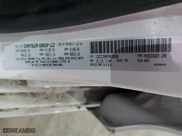2015 Chrysler 200 Limited with VIN 1C3CCCAB9FN639936, listed as a Copart auction lot 48208805 with 122,670 mi miles and Salvage Title. Bid and sale history available at carsss.com. Image 15.