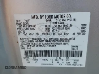 2011 Ford F-150 XL с VIN 1FTMF1EM5BKE23097, выставлен на аукционе Copart как лот 87701685 с пробегом 189 843 миль миль и Списание • Salvage title. История ставок и продаж доступна на DreamBid. Изображение 12.