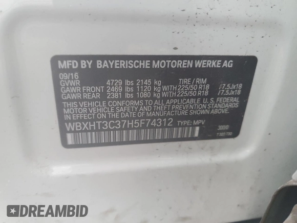2017 BMW X1 xDrive28i z VIN WBXHT3C37H5F74312, wystawiony jako Copart lot #57479785 z przebiegiem Nie podano mil oraz Czysty tytuł • Clean title. Historia ofert i sprzedaży dostępna na DreamBid. Obrazek 13.