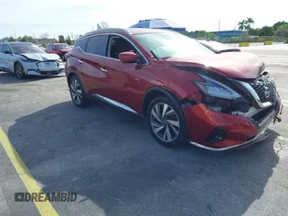 2019 Nissan Murano Platinum with VIN 5N1AZ2MJXKN114355, listed as a IAAI auction lot 41219083 with 51,996 mi miles and . Bid and sale history available at DreamBid. Image 1.