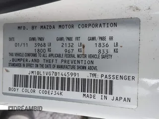 2011 Mazda 3 i Touring with VIN JM1BL1VG7B1445991, listed as a IAAI auction lot 41855206 with 177,154 mi miles and . Bid and sale history available at carsss.com. Image 9.