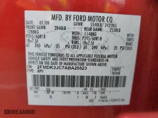 2010 Ford Edge SEL with VIN 2FMDK3JC7ABA20523, listed as a Copart auction lot 53497535 with 164,089 mi miles and Salvage Title. Bid and sale history available at carsss.com. Image 12.