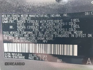 2013 Toyota Sienna XLE AAS with VIN 5TDYK3DC5DS405535, listed as a IAAI auction lot 42348931 with 186,177 mi miles and . Bid and sale history available at DreamBid. Image 9.