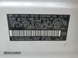 2013 Lexus IS 250 with VIN JTHCF5C22D5063811, listed as a Copart auction lot 61062115 with 154,854 mi miles and Clean title. Bid and sale history available at DreamBid. Image 12.