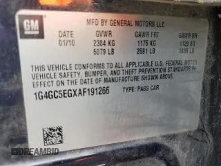 2010 Buick LaCrosse CXL with VIN 1G4GC5EGXAF191266, listed as a Copart auction lot 49518675 with 188,110 mi miles and Salvage Title. Bid and sale history available at carsss.com. Image 15.