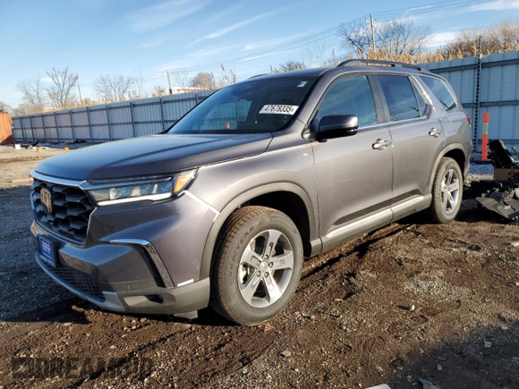 2025 Honda Pilot EX-L with VIN 5FNYG1H44SB063991, listed as a Copart auction lot 47678335 with 5 mi miles and Salvage title. Bid and sale history available at DreamBid. Image 1.