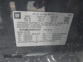 2017 Cadillac Escalade Luxury z VIN 1GYS4BKJ3HR307534, wystawiony jako IAAI lot #41762802 z przebiegiem 109 420 mil mil oraz . Historia ofert i sprzedaży dostępna na DreamBid. Obrazek 9.