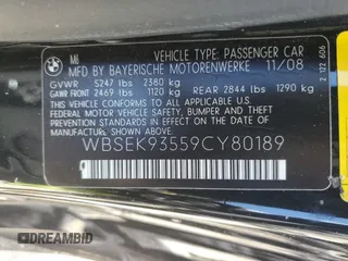 2009 BMW 6 Series M6 with VIN WBSEK93559CY80189, listed as a Copart auction lot 72840764 with Not Provided miles and Clean Title. Bid and sale history available at carsss.com. Image 13.