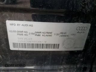 2003 Audi A4 1.8T with VIN WAULC68E93A306178, listed as a Copart auction lot 81489594 with 401,792 mi miles and Clean Title. Bid and sale history available at carsss.com. Image 12.