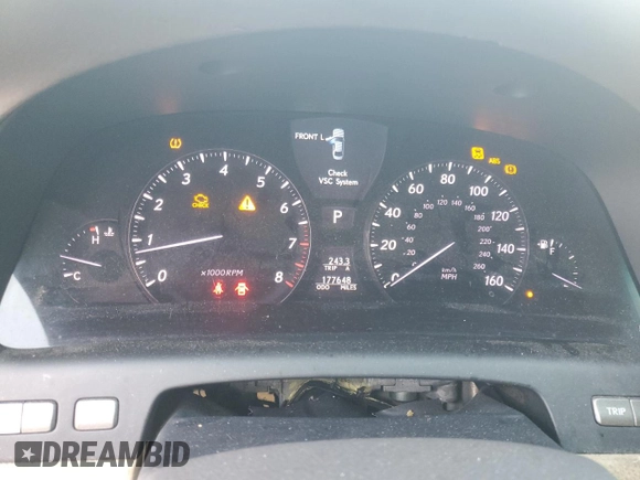 2008 Lexus LS 460 with VIN JTHBL46F485067927, listed as a Copart auction lot 52047645 with 177,648 mi miles and Salvage title. Bid and sale history available at DreamBid. Image 9.