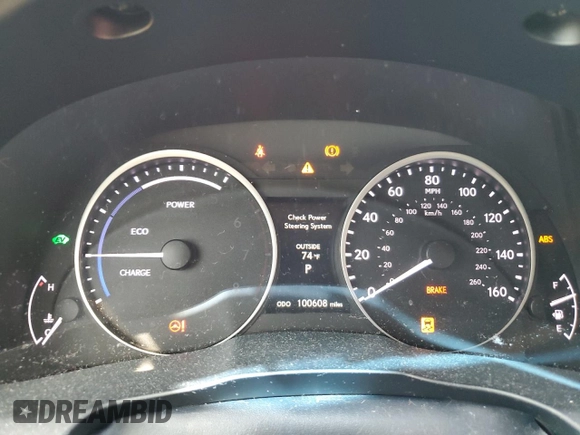 2013 Lexus ES 300h with VIN JTHBW1GG3D2037164, listed as a Copart auction lot 52035215 with 100,608 mi miles and Salvage Title. Bid and sale history available at DreamBid. Image 9.