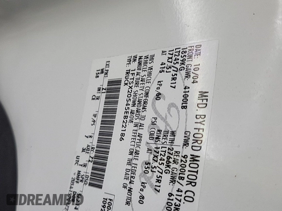 2005 Ford F-250 XL с VIN 1FTSX20545EB22186, выставлен на аукционе IAAI как лот 42667365 с пробегом 157 916 миль миль и . История ставок и продаж доступна на DreamBid. Изображение 1.