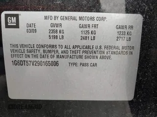 2009 Cadillac CTS AWD w/1SB with VIN 1G6DT57V290165006, listed as a IAAI auction lot 42144947 with 162,969 mi miles. Bid and sale history available at carsss.com. Image 9.