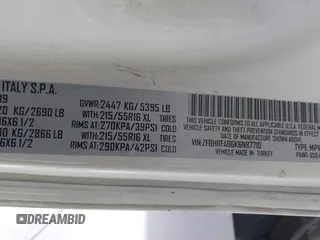 2019 Ram ProMaster City Cargo Tradesman z VIN ZFBHRFAB6K6N87710, wystawiony jako IAAI lot #41124995 z przebiegiem 201 012 mil mil oraz . Historia ofert i sprzedaży dostępna na DreamBid. Obrazek 9.