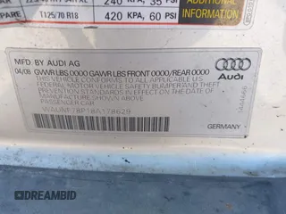 2008 Audi A3 with VIN WAUNF78P18A178629, listed as a IAAI auction lot 41214905 with 1 mi miles. Bid and sale history available at carsss.com. Image 9.