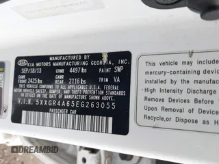 2014 Kia Optima SXL Turbo with VIN 5XXGR4A65EG263055, listed as a IAAI auction lot 40468453 with 93,494 mi miles and . Bid and sale history available at DreamBid. Image 9.