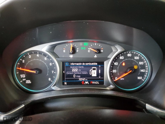 2020 Chevrolet Equinox LT with VIN 2GNAXUEV7L6196159, listed as a Copart auction lot 47588775 with 70,747 mi miles and Clean Title. Bid and sale history available at carsss.com. Image 9.
