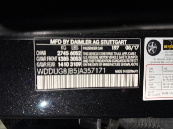 2018 Mercedes-Benz S 63 AMG with VIN WDDUG8JB5JA357171, listed as a Copart auction lot 61851595 with 4,824 mi miles and Clean title. Bid and sale history available at DreamBid. Image 10.