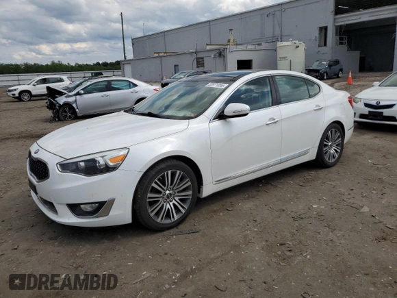 2014 Kia Cadenza Premium with VIN KNALN4D75E5166891, listed as a Copart auction lot 55971055 with 129,781 mi miles and Clean Title. Bid and sale history available at DreamBid. Image 1.