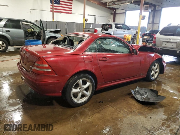 2001 Mercedes-Benz SLK 230/320 z VIN WDBKK65F51F185744, wystawiony jako Copart lot #60072615 z przebiegiem 95 718 mil mil oraz Szkoda całkowita • Salvage title. Historia ofert i sprzedaży dostępna na DreamBid. Obrazek 3.