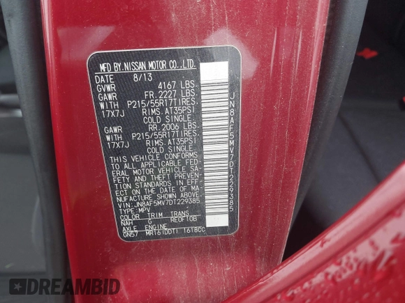 2013 Nissan Juke SL z VIN JN8AF5MV7DT229385, wystawiony jako IAAI lot #42404994 z przebiegiem 137 398 mil mil oraz . Historia ofert i sprzedaży dostępna na DreamBid. Obrazek 9.