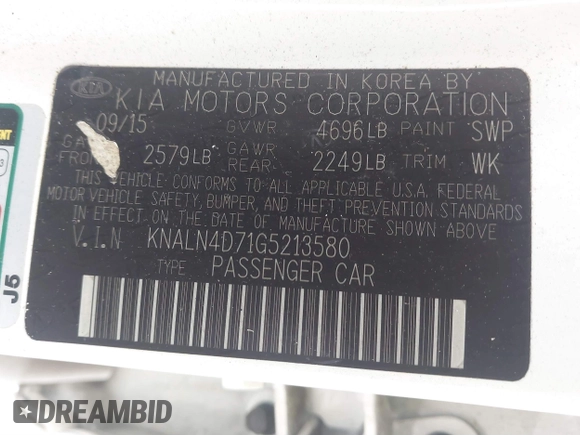 2016 Kia Cadenza Premium z VIN KNALN4D71G5213580, wystawiony jako IAAI lot #41306716 z przebiegiem 124 664 mil mil oraz . Historia ofert i sprzedaży dostępna na DreamBid. Obrazek 9.