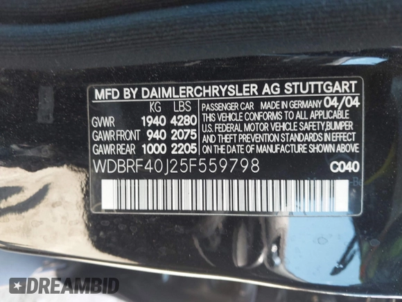 2005 Mercedes-Benz C 230 Kompressor с VIN WDBRF40J25F559798, выставлен на аукционе IAAI как лот 42773041 с пробегом 79 551 миль миль и . История ставок и продаж доступна на DreamBid. Изображение 9.