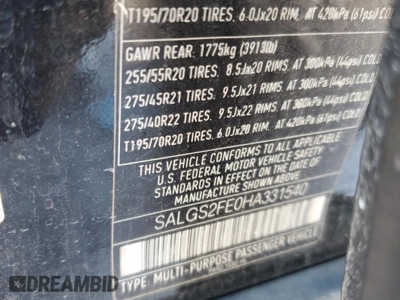 2017 Land Rover Range Rover с VIN SALGS2FE0HA331540, выставлен на аукционе Copart как лот 87405084 с пробегом 186 899 миль миль и Чистый • Clean title. История ставок и продаж доступна на DreamBid. Изображение 12.