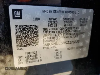 2019 GMC Acadia SLT with VIN 1GKKNULS9KZ176823, listed as a Copart auction lot 48476135 with 81,685 mi miles and Salvage Title. Bid and sale history available at DreamBid. Image 13.