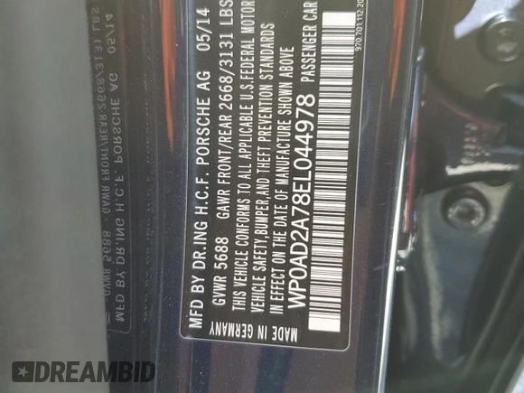 2014 Porsche Panamera S E-Hybrid with VIN WP0AD2A78EL044978, listed as a Copart auction lot 49992665 with 77,485 mi miles and Salvage title. Bid and sale history available at DreamBid. Image 15.