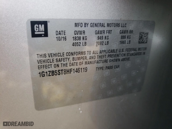 2017 Chevrolet Malibu LS with VIN 1G1ZB5ST8HF146119, listed as a Copart auction lot 50867555 with 147,795 mi miles and Salvage Title. Bid and sale history available at carsss.com. Image 12.