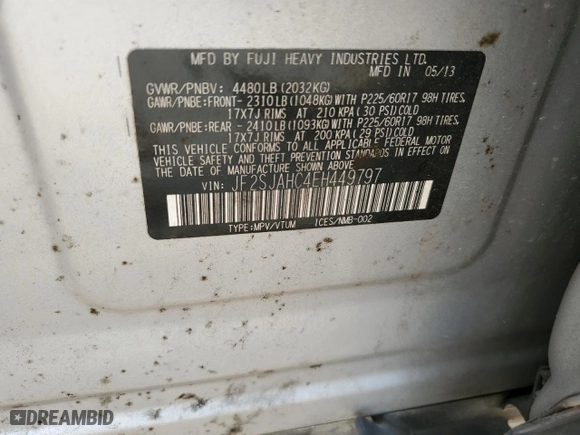 2014 Subaru Forester 2.5i Limited with VIN JF2SJAHC4EH449797, listed as a Copart auction lot 51599425 with 113,352 mi miles and Salvage Title. Bid and sale history available at carsss.com. Image 14.