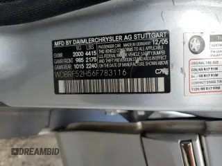 2006 Mercedes-Benz C 230 Sport with VIN WDBRF52H56F783116, listed as a Copart auction lot 57958845 with 122,840 mi miles and Salvage title. Bid and sale history available at DreamBid. Image 13.