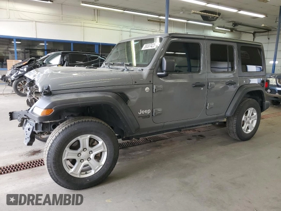 2021 Jeep Wrangler Unlimited Sport S with VIN 1C4HJXDN0MW616430, listed as a Copart auction lot 55697425 with 84,109 mi miles and Salvage title. Bid and sale history available at DreamBid. Image 1.