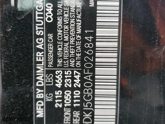 2010 Mercedes-Benz E-Class E 350 with VIN WDDKJ5GB0AF026841, listed as a Copart auction lot 47806835 with 0 mi miles and Salvage Title. Bid and sale history available at carsss.com. Image 12.