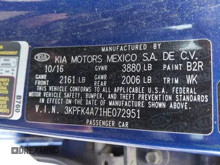 2017 Kia Forte LX with VIN 3KPFK4A71HE072951, listed as a IAAI auction lot 41717857 with 89,299 mi miles. Bid and sale history available at carsss.com. Image 9.