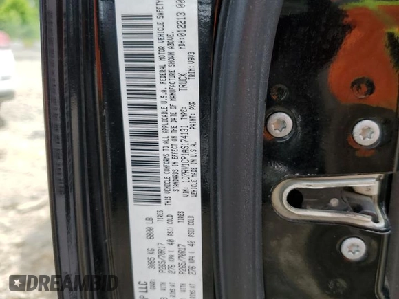 2010 Dodge 1500 SLT with VIN 1D7RV1CP1AS174131, listed as a Copart auction lot 60446704 with 164,653 mi miles and Non Repairable. Bid and sale history available at DreamBid. Image 12.