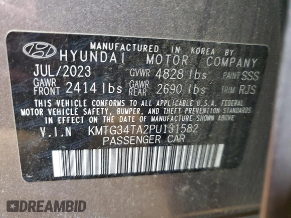 2023 Genesis G70 2.0T with VIN KMTG34TA2PU131582, listed as a Copart auction lot 41963835 with 28,512 mi miles and Non Repairable. Bid and sale history available at DreamBid. Image 12.
