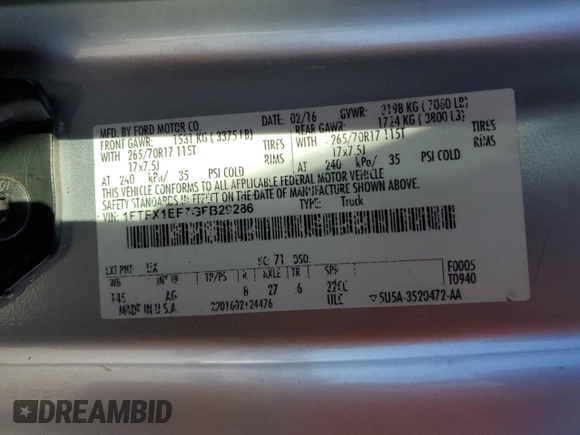 2016 Ford F-150 XLT with VIN 1FTFX1EF7GFB29286, listed as a Copart auction lot 86624814 with 330,094 mi miles and Salvage title. Bid and sale history available at DreamBid. Image 12.