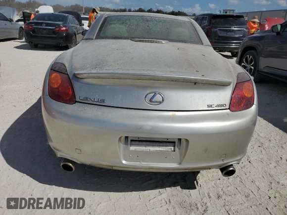 2002 Lexus SC 430 with VIN JTHFN48Y020032865, listed as a Copart auction lot 75424934 with Not Provided miles and Non Repairable. Bid and sale history available at DreamBid. Image 6.
