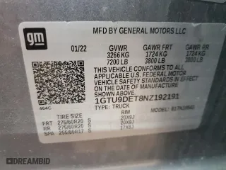 2022 GMC Sierra 1500 Limited SLT with VIN 1GTU9DET8NZ192191, listed as a Copart auction lot 46782145 with 0 mi miles and Salvage Title. Bid and sale history available at carsss.com. Image 12.