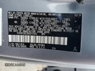 2011 Toyota Sienna XLE AAS with VIN 5TDYK3DC2BS011343, listed as a Copart auction lot 61223675 with 187,206 mi miles and Salvage title. Bid and sale history available at DreamBid. Image 13.