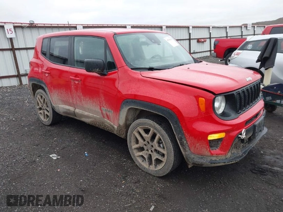 2021 Jeep Renegade Upland Edition with VIN ZACNJDAB8MPM65066, listed as a IAAI auction lot 41798043 with 55,247 mi miles. Bid and sale history available at carsss.com. Image 1.
