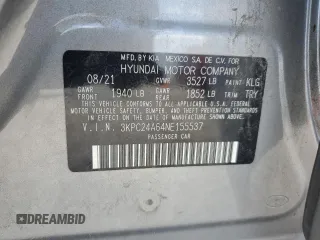 2022 Hyundai Accent SE with VIN 3KPC24A64NE155537, listed as a Copart auction lot 55312015 with 84,544 mi miles and Salvage title. Bid and sale history available at DreamBid. Image 12.