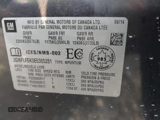 2014 Chevrolet Equinox LT z VIN 2GNFLFEK9E6365281, wystawiony jako IAAI lot #40734654 z przebiegiem 132 431 mil mil oraz . Historia ofert i sprzedaży dostępna na DreamBid. Obrazek 9.