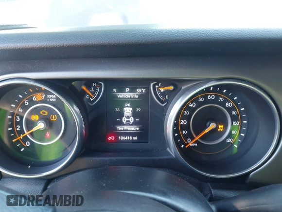 2018 Jeep Wrangler Unlimited Sport with VIN 1C4HJXDN3JW198375, listed as a IAAI auction lot 41965568 with 106,418 mi miles and . Bid and sale history available at DreamBid. Image 7.