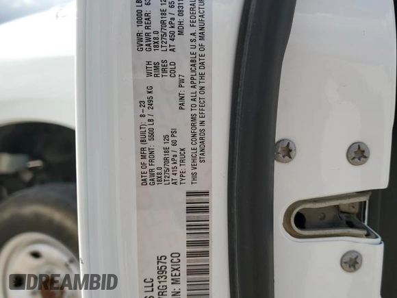2024 Ram 2500 Tradesman with VIN 3C6UR5HJ7RG139575, listed as a Copart auction lot 55082465 with 47,430 mi miles and Salvage Title. Bid and sale history available at carsss.com. Image 12.
