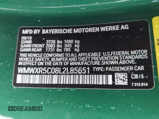 2020 MINI Hardtop Cooper S z VIN WMWXR5C08L2L85651, wystawiony jako IAAI lot #41521346 z przebiegiem 40 863 mil mil oraz . Historia ofert i sprzedaży dostępna na DreamBid. Obrazek 9.